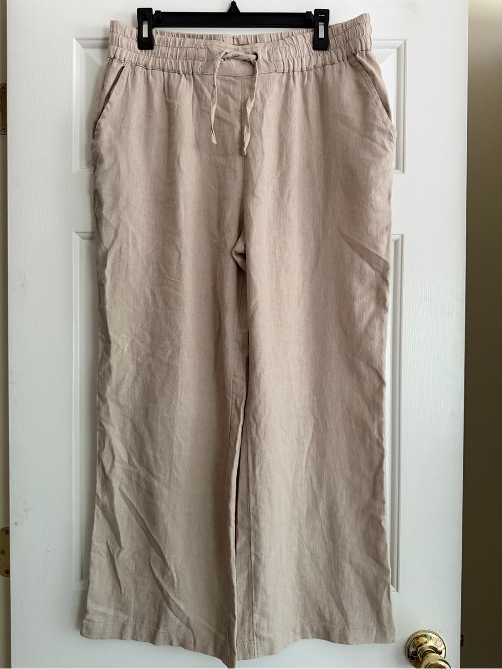 Relaxed Drawstring Linen-Blend Chinos in Beige beach everyday leisure wear - Picture 4 of 9